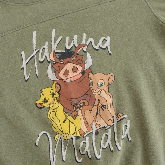 Disney Lion King Olive Green Crewneck Sweater Hakuna Matata Med - Picture 9 of 13